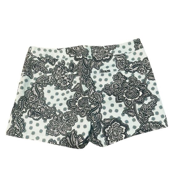 Express Light Blue Paisley Floral Print Side Zip Shorts - Size 8 - Picture 2 of 10